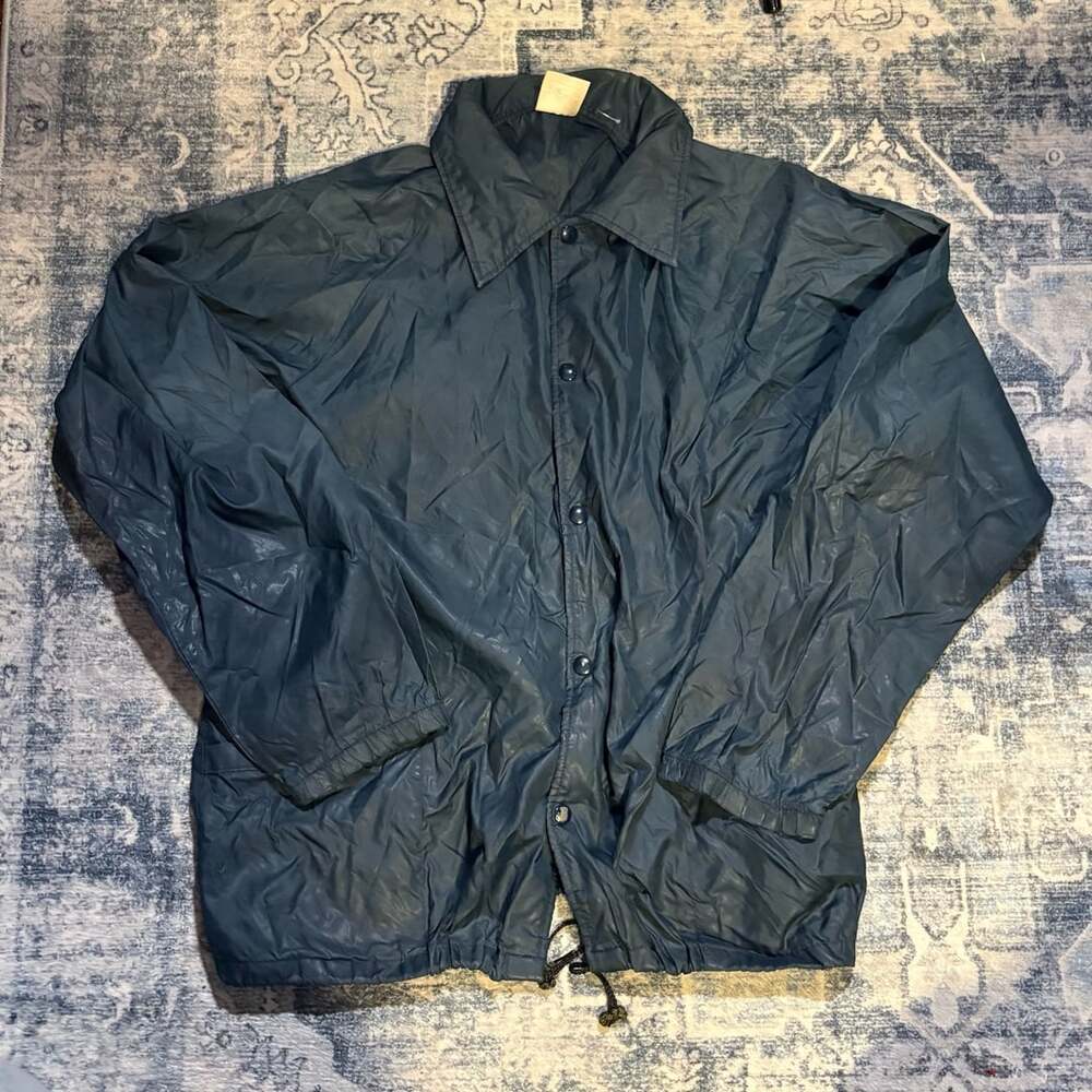Vintage Auburn Sportswear Navy Blue Nylon Coaches Jacket Size L Made in USA